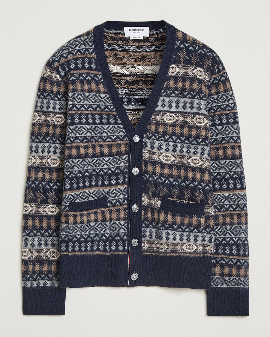 Herre | Gensere | Thom Browne | Fairisle Jacquard Cardigan Navy