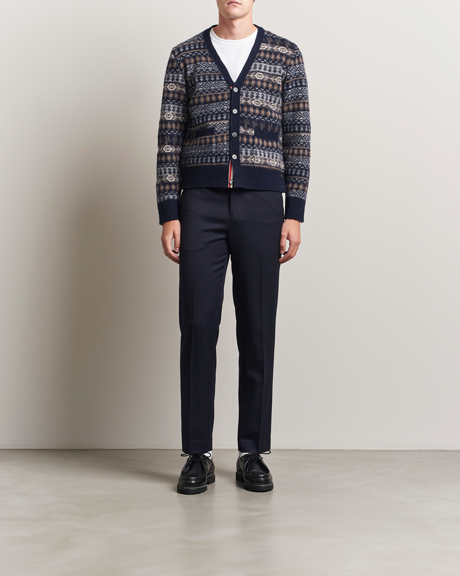 Herre | Gensere | Thom Browne | Fairisle Jacquard Cardigan Navy
