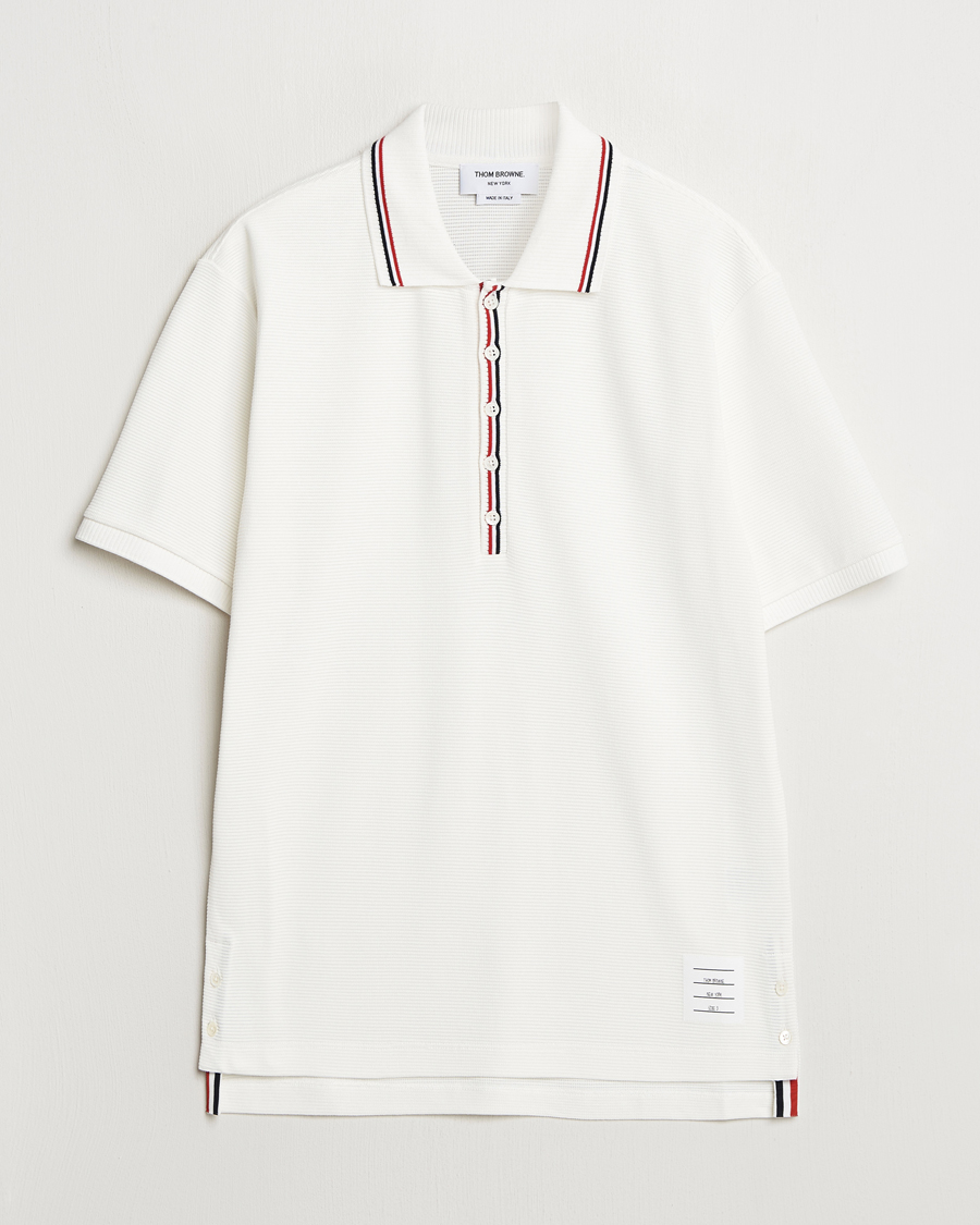 Herre | Pikéer | Thom Browne | Waffle Cotton Polo Natural White