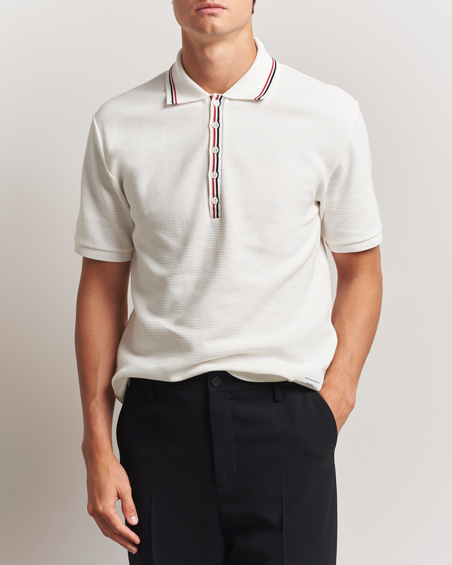 Herre | Pikéer | Thom Browne | Waffle Cotton Polo Natural White