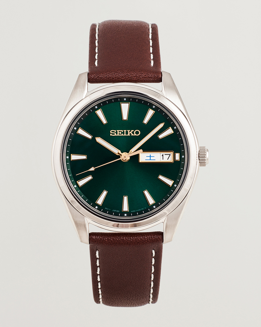 Herre | Seiko Quartz Leather 40mm Green Dial | Seiko | Quartz Leather 40mm Green Dial