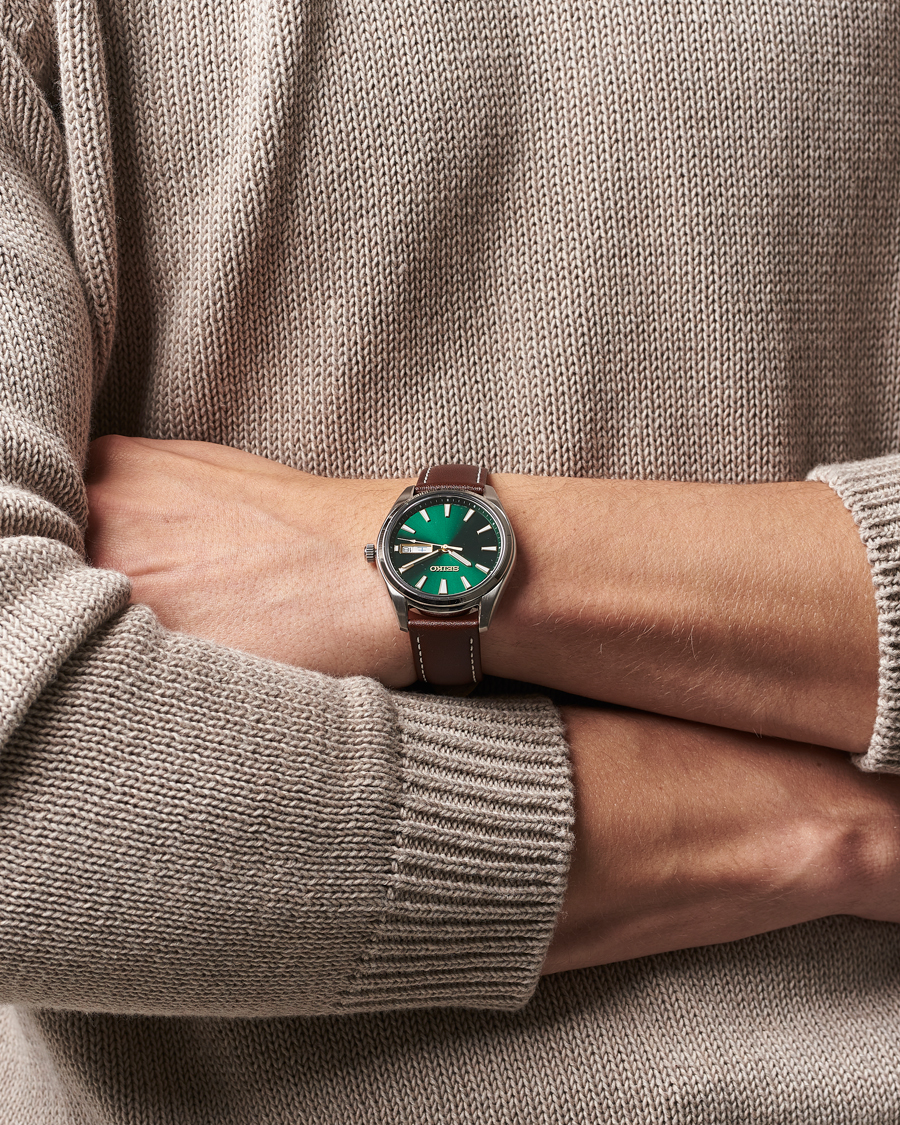 Herre | Seiko Quartz Leather 40mm Green Dial | Seiko | Quartz Leather 40mm Green Dial