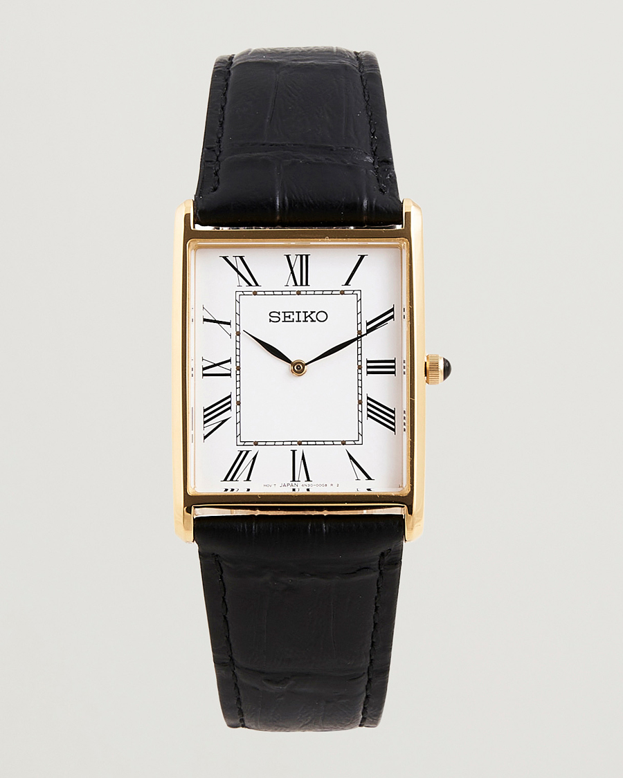 Herre | Seiko Quartz Gold Leather 28mm White Dial | Seiko | Quartz Gold Leather 28mm White Dial