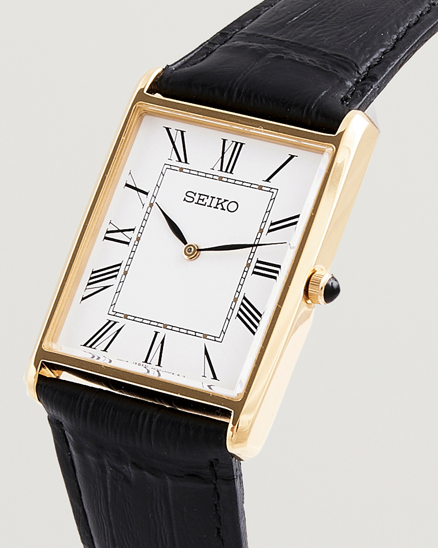Herre | Seiko Quartz Gold Leather 28mm White Dial | Seiko | Quartz Gold Leather 28mm White Dial