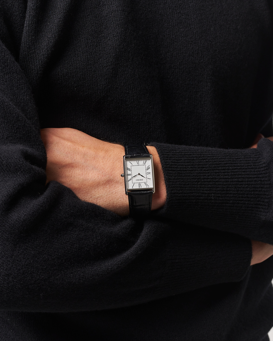 Herre | Seiko Quartz Silver Leather 28mm White Dial | Seiko | Quartz Silver Leather 28mm White Dial