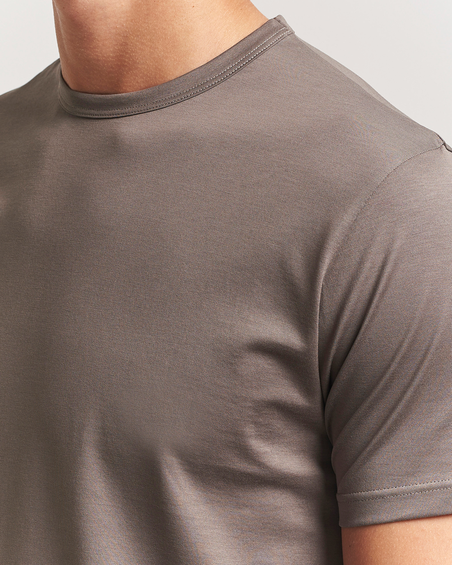 Herre | T-Shirts | Sunspel | Crew Neck Q82 Cotton T-Shirt Walnut