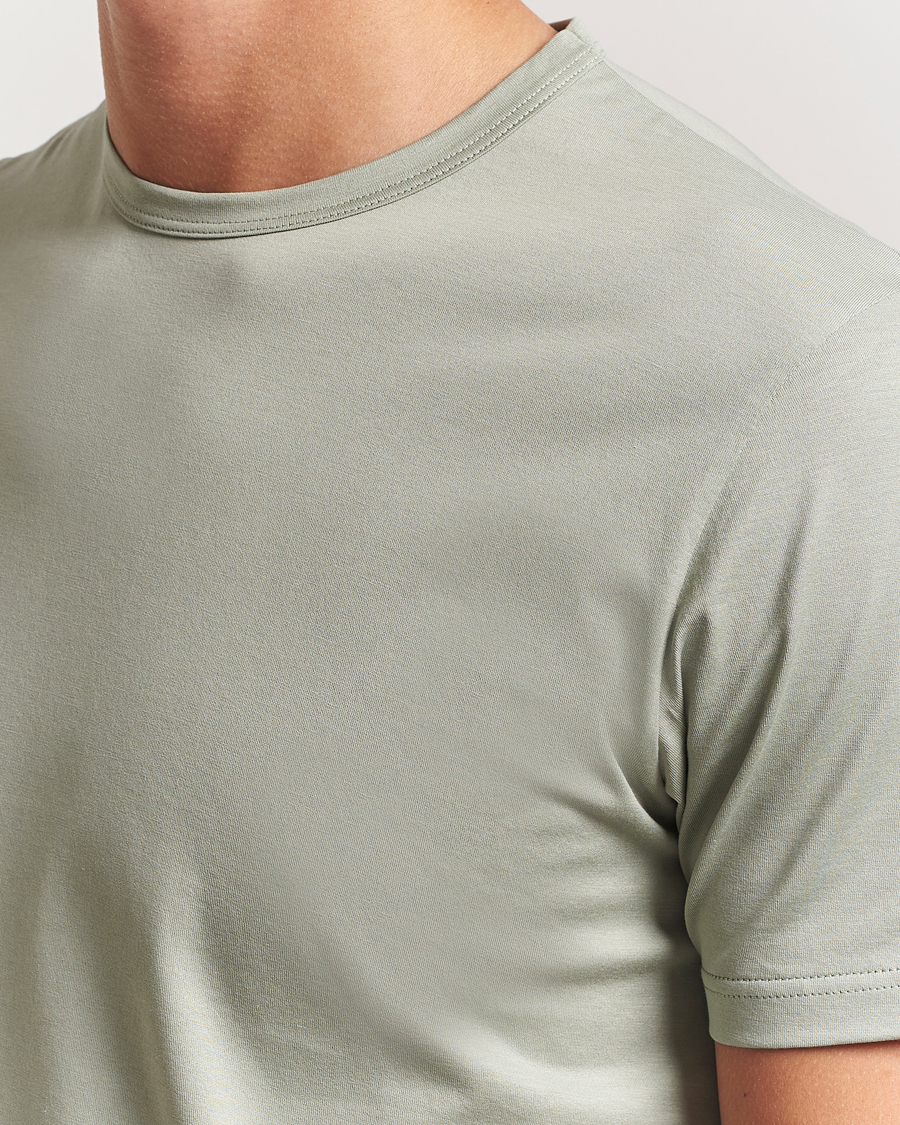 Herre | T-Shirts | Sunspel | Crew Neck Q82 Cotton T-Shirt Pastel Green