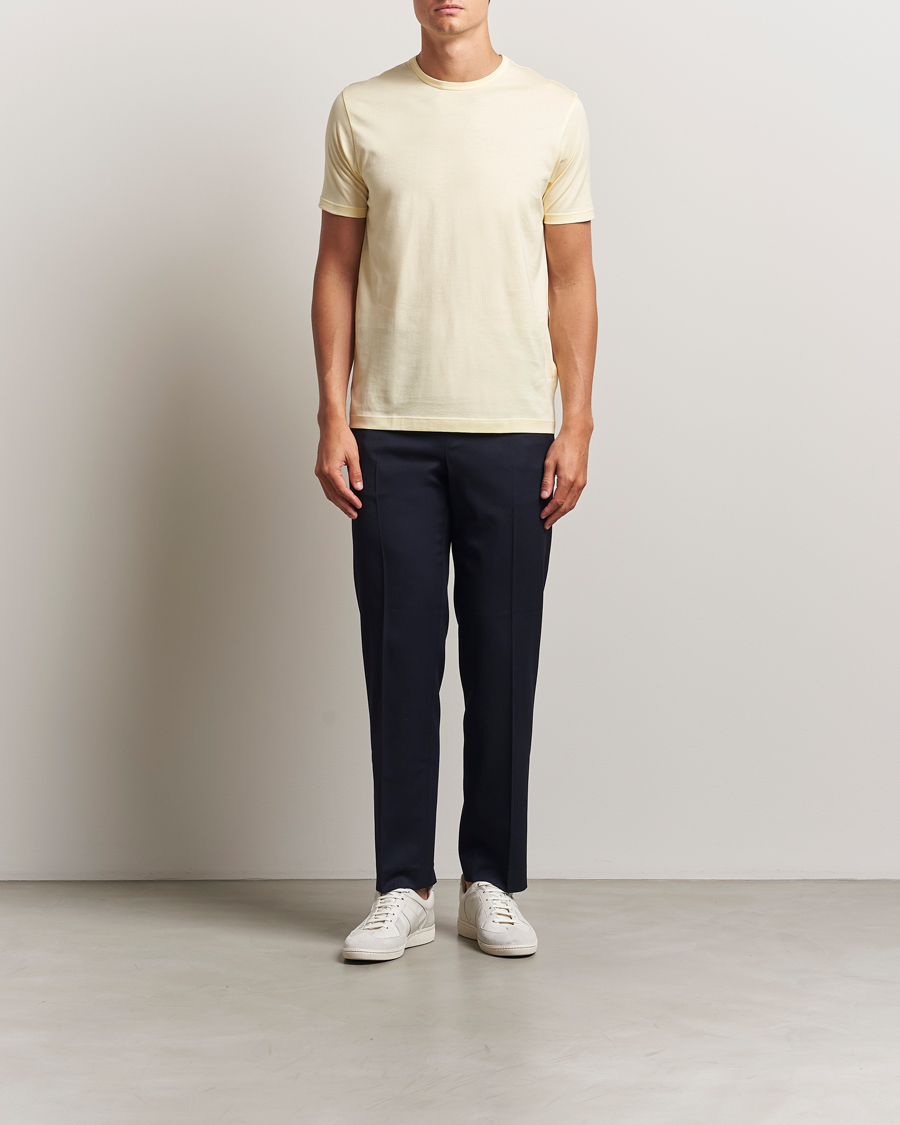 Herre | T-Shirts | Sunspel | Crew Neck Q82 Cotton T-Shirt Buttermilk