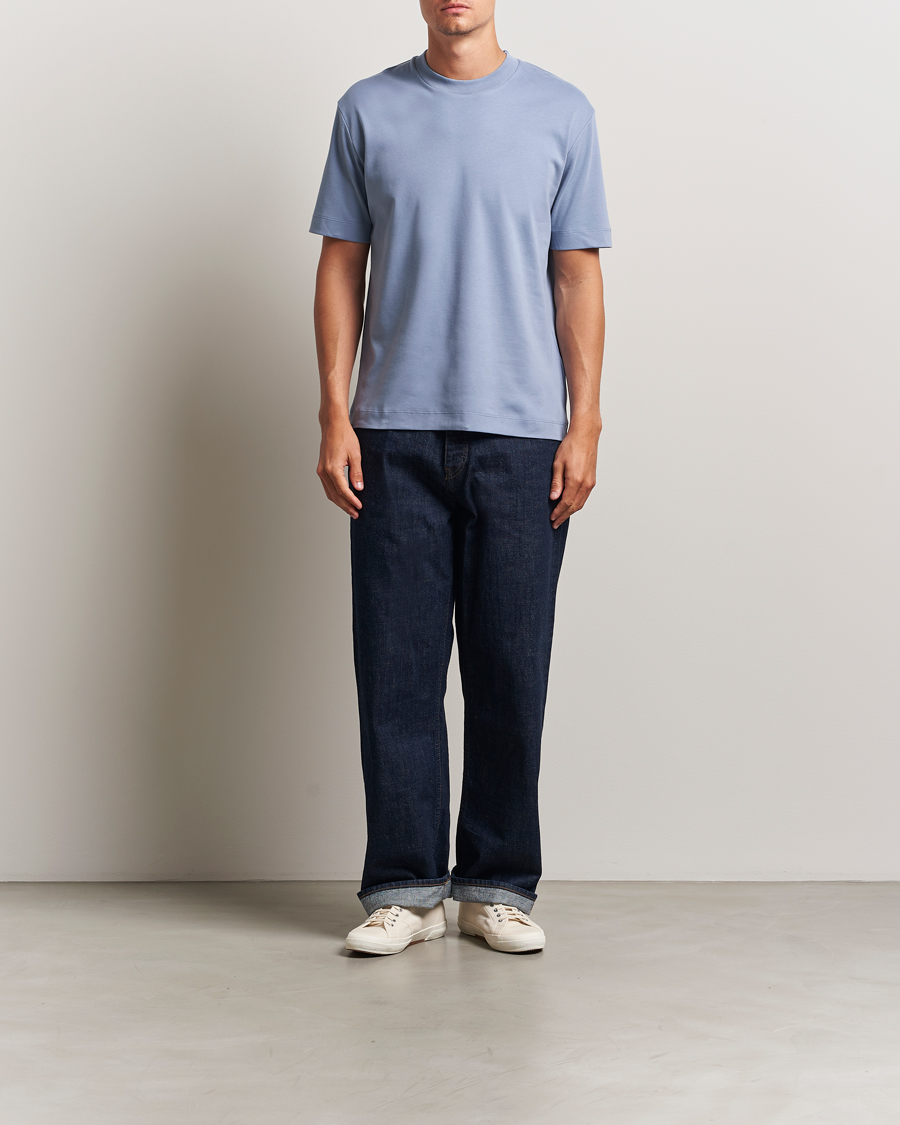 Herre | T-Shirts | Sunspel | Heavy Weight Supima Cotton T-Shirt Vintage Blue
