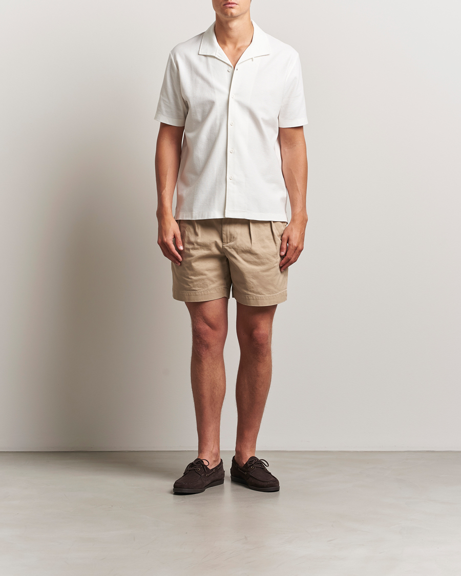Herre | Skjorter | Sunspel | Open Collar Mesh Shirt Ecru