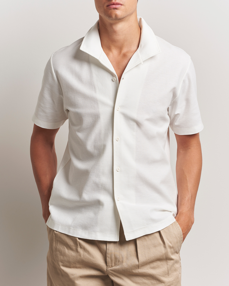 Herre | Skjorter | Sunspel | Open Collar Mesh Shirt Ecru
