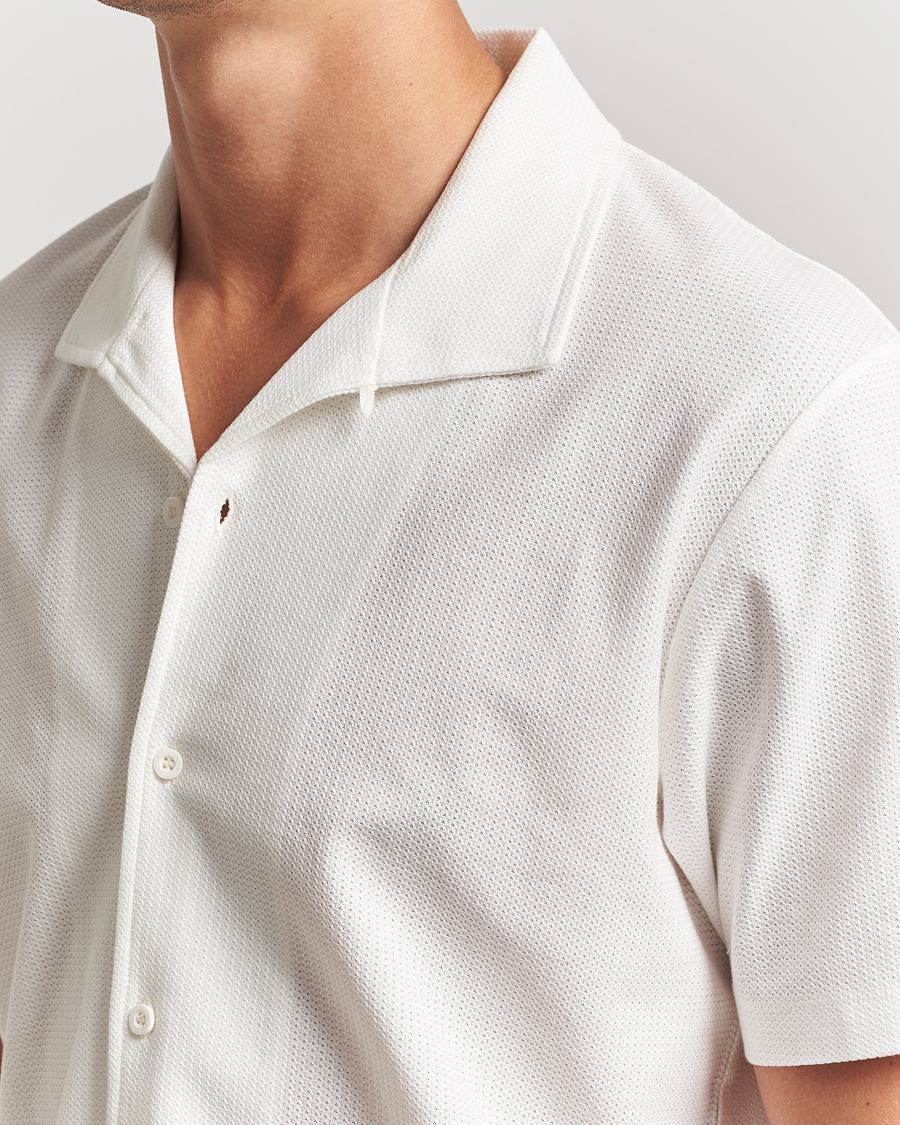 Herre | Skjorter | Sunspel | Open Collar Mesh Shirt Ecru