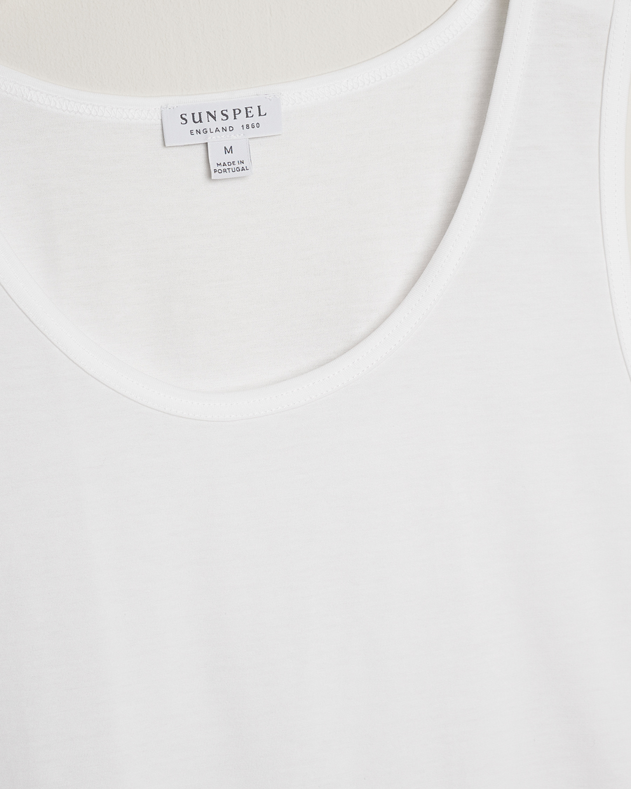 Herre | T-Shirts | Sunspel | Superfine Cotton Underwear Vest White