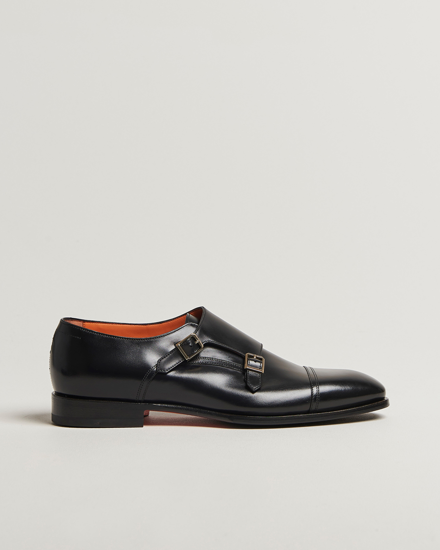 Herre | Munkesko | Santoni | Adrian Double Monk Black Calf