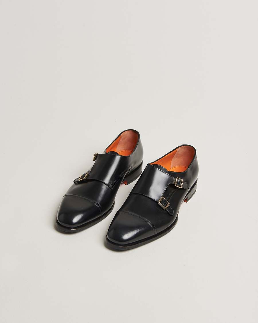 Herre | Munkesko | Santoni | Adrian Double Monk Black Calf