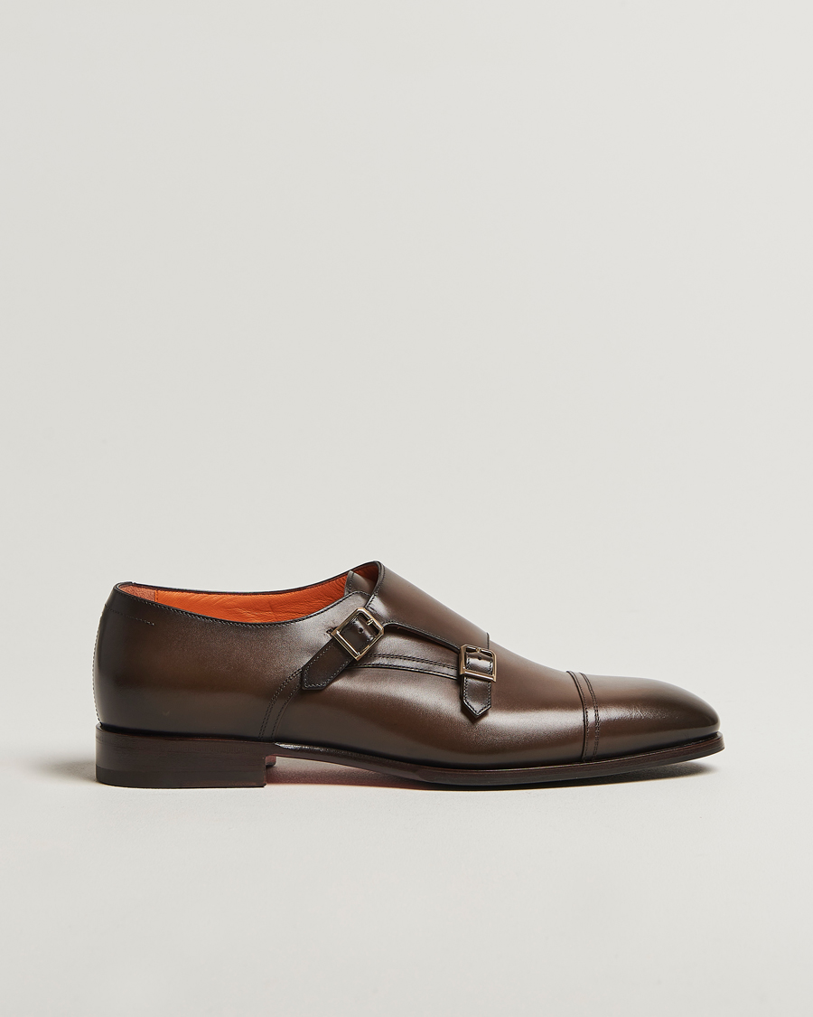 Herre | Munkesko | Santoni | Adrian Double Monk Dark Brown Calf