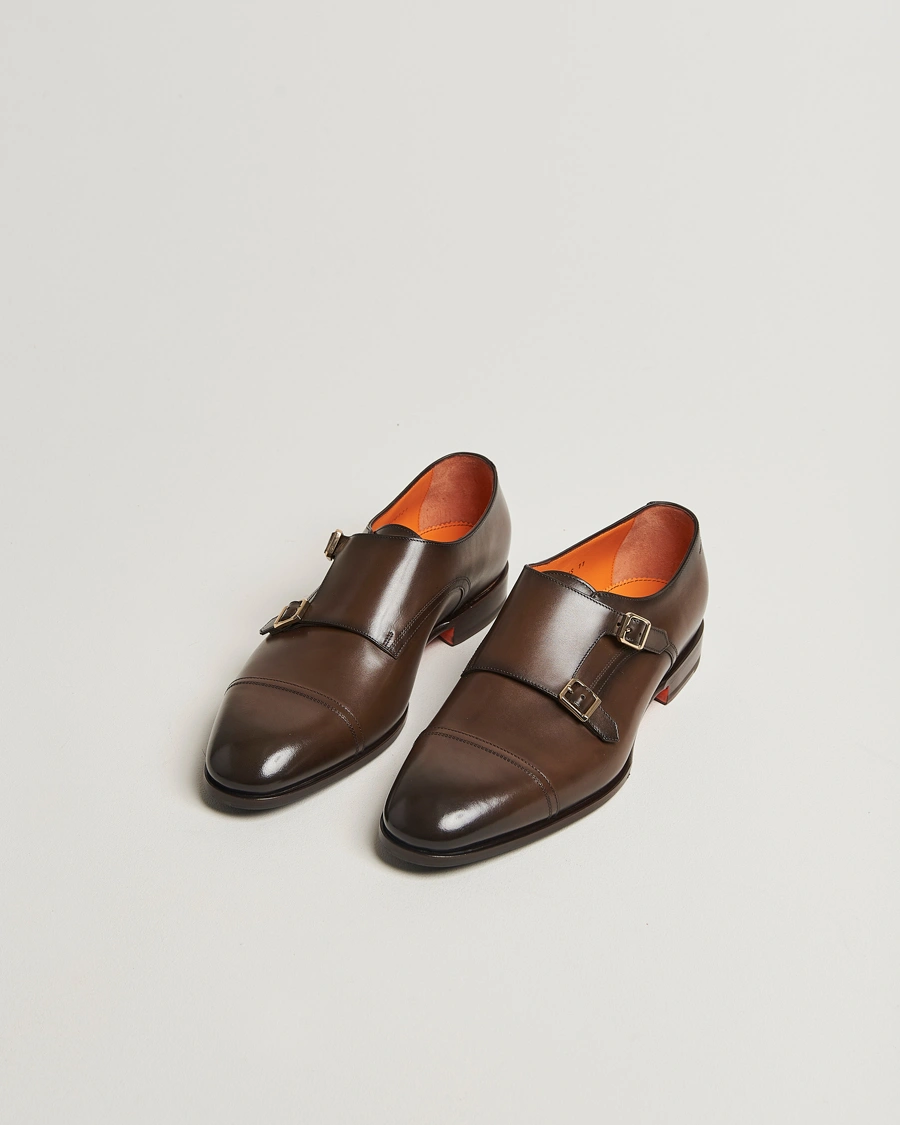 Herre | Munkesko | Santoni | Adrian Double Monk Dark Brown Calf