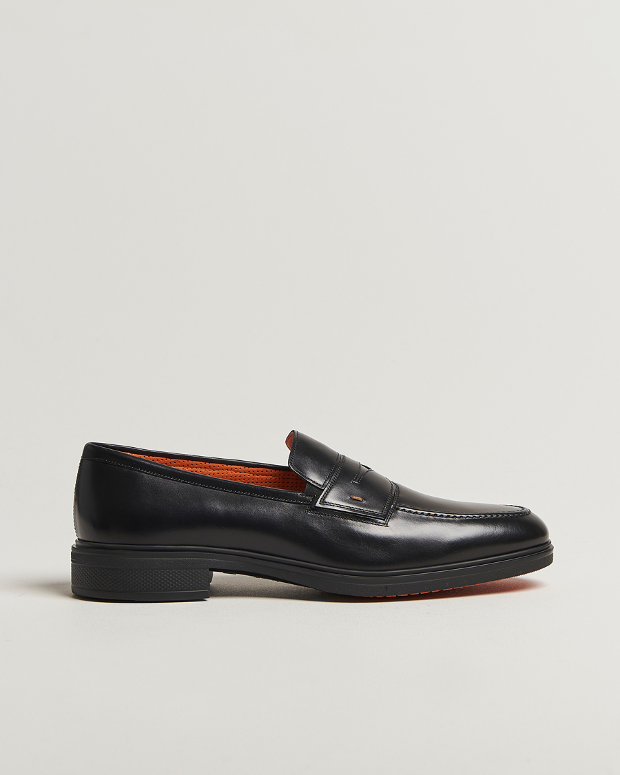 Herre | Loafers | Santoni | Easy Penny Loafer Black Calf