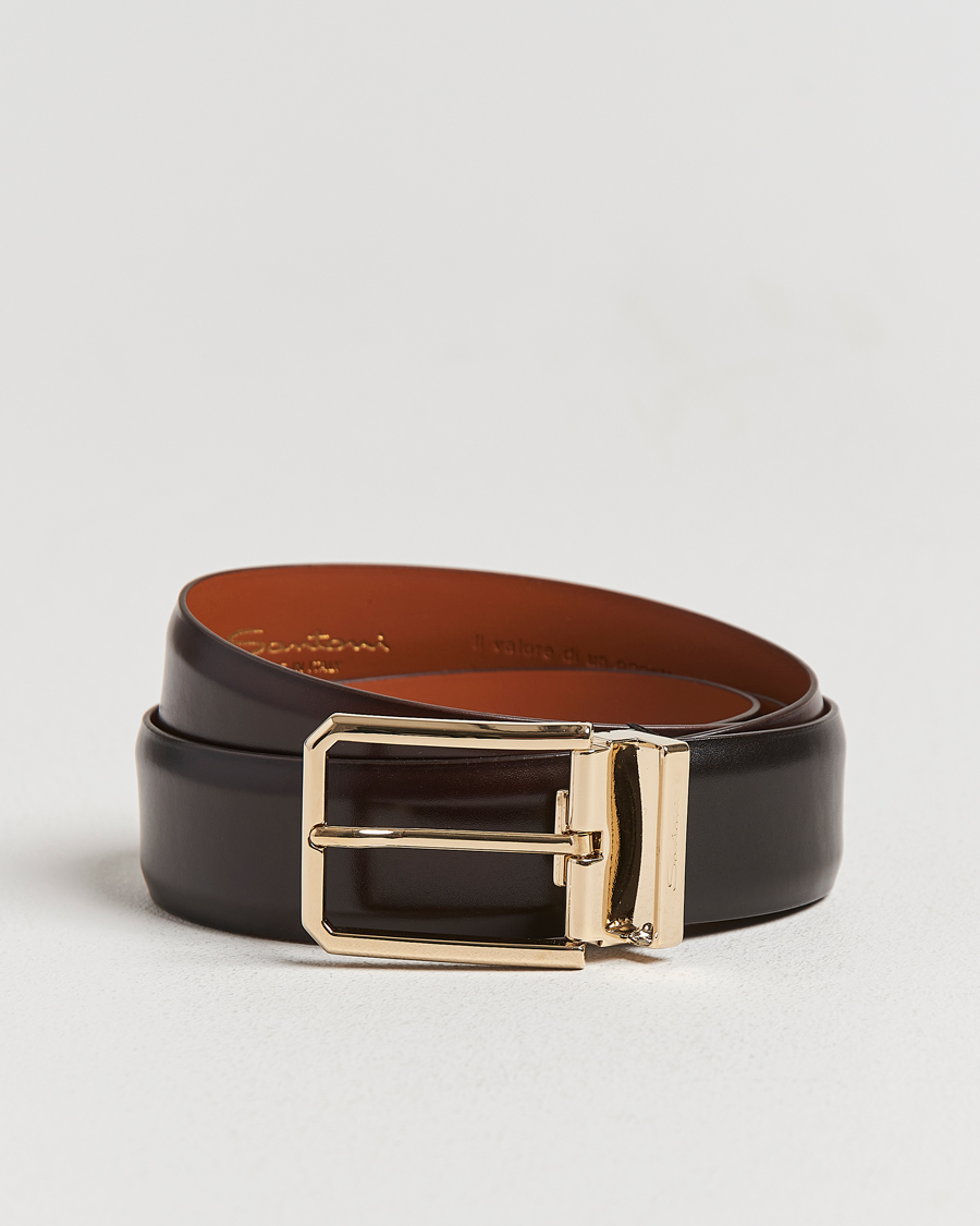 Herre | Belter | Santoni | Classic Leather Belt Dark Brown Calf
