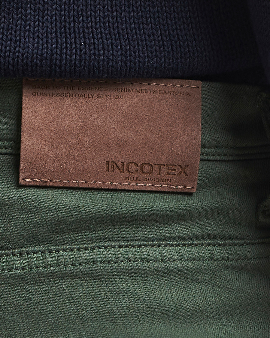 Herre | Bukser | Incotex | 5-Pocket Cotton Stretch Pants Dark Green