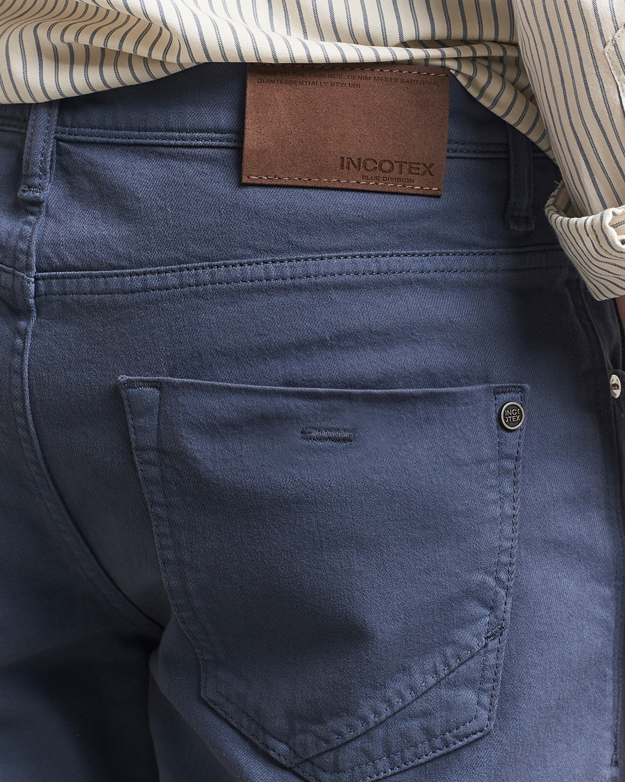 Herre | Bukser | Incotex | 5-Pocket Cotton Stretch Pants Dark Blue
