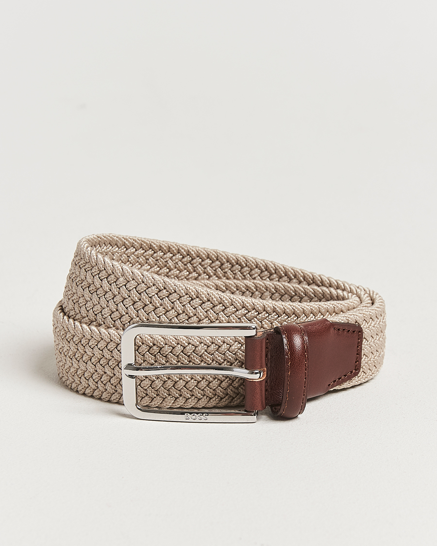 Herre | Belter | BOSS BLACK | Clorio Elastic Woven Belt Light Beige