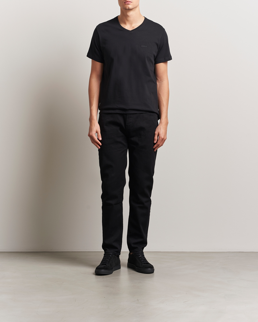 Herre | T-Shirts | BOSS BLACK | 2-Pack Relaxed Fit V-Neck T-Shirt Black