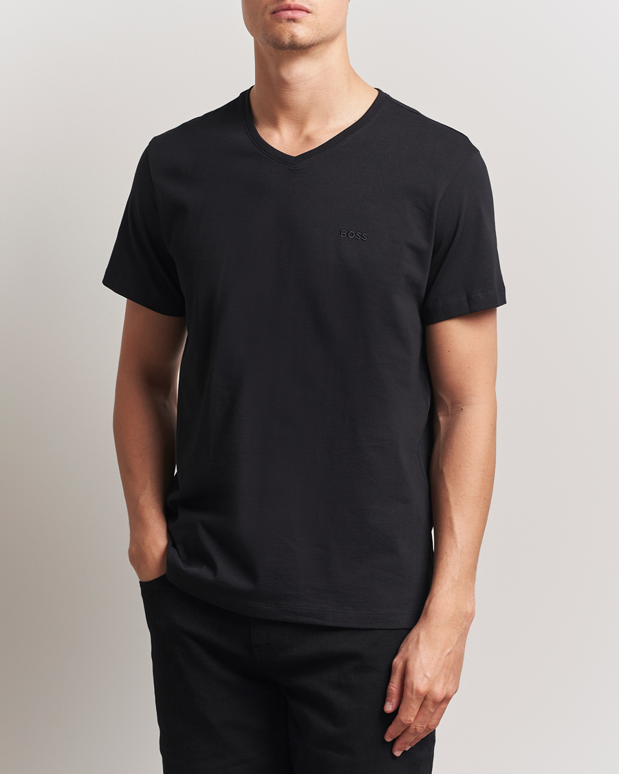 Herre | T-Shirts | BOSS BLACK | 2-Pack Relaxed Fit V-Neck T-Shirt Black