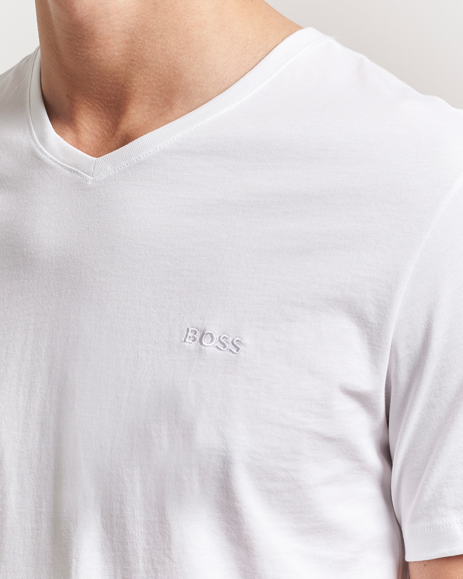 Herre | T-Shirts | BOSS BLACK | 2-Pack Relaxed Fit V-Neck T-Shirt White