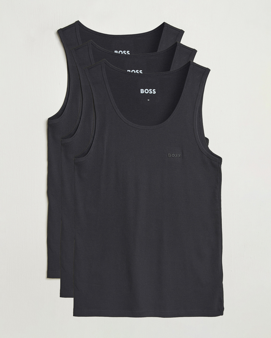 Herre | T-Shirts | BOSS BLACK | 3-Pack Ribbed Tank Top Black