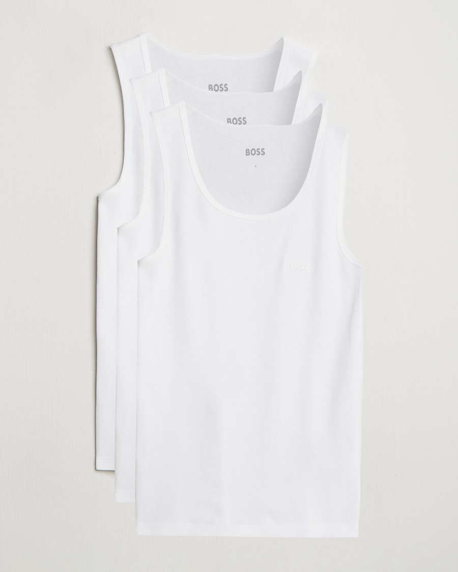 Herre | T-Shirts | BOSS BLACK | 3-Pack Ribbed Tank Top White