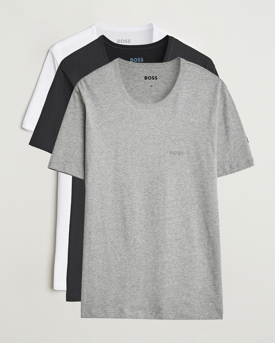 Herre | T-Shirts | BOSS BLACK | 3-Pack Crew Neck T-Shirt White/Grey/Black
