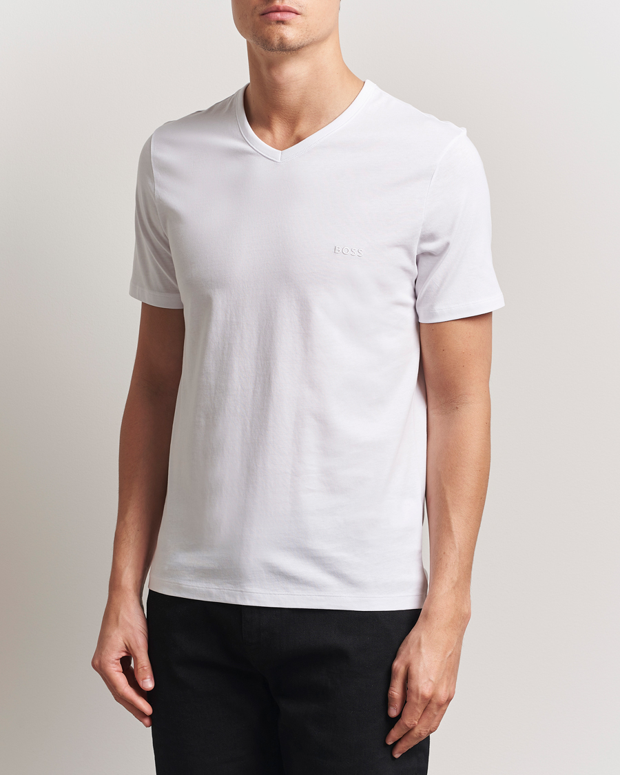 Herre | T-Shirts | BOSS BLACK | 3-Pack V-Neck T-Shirt White