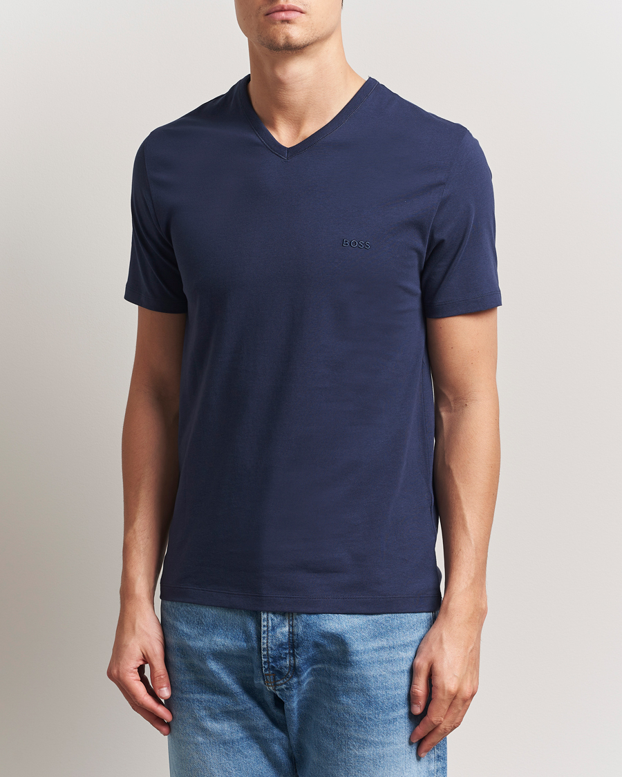 Herre | T-Shirts | BOSS BLACK | 3-Pack V-Neck T-Shirt Black/Blue/Grey