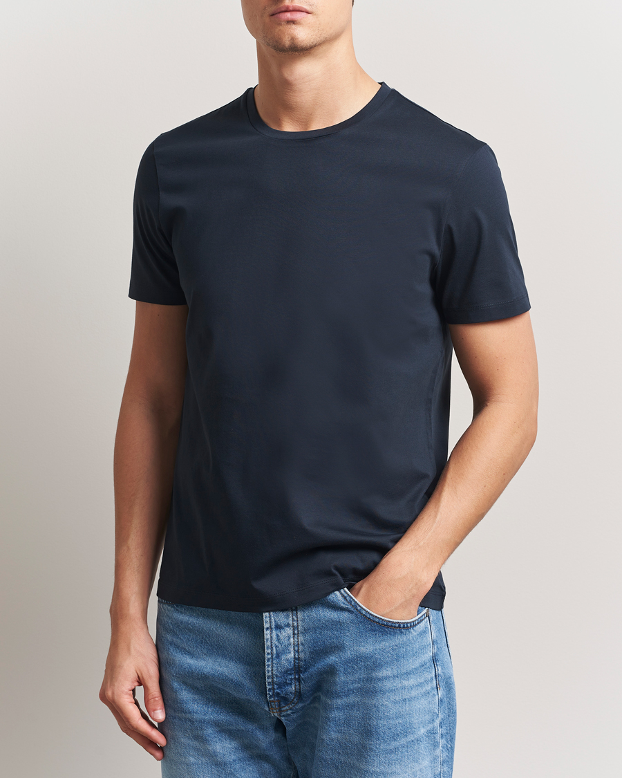 Herre | T-Shirts | BOSS BLACK | Tessler Mercerized Crew Neck T-Shirt Dark Blue