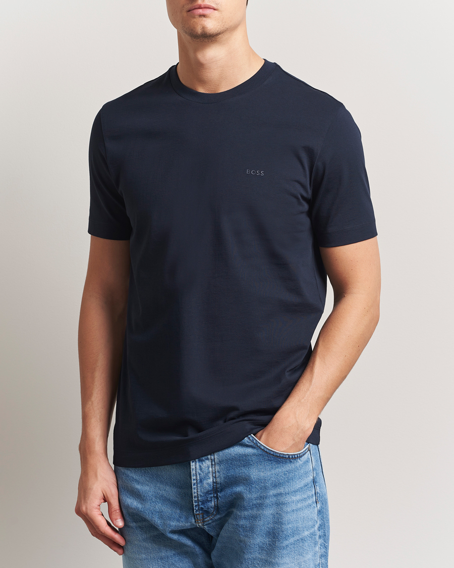 Herre | T-Shirts | BOSS BLACK | Thompson Crew Neck T-Shirt Dark Blue