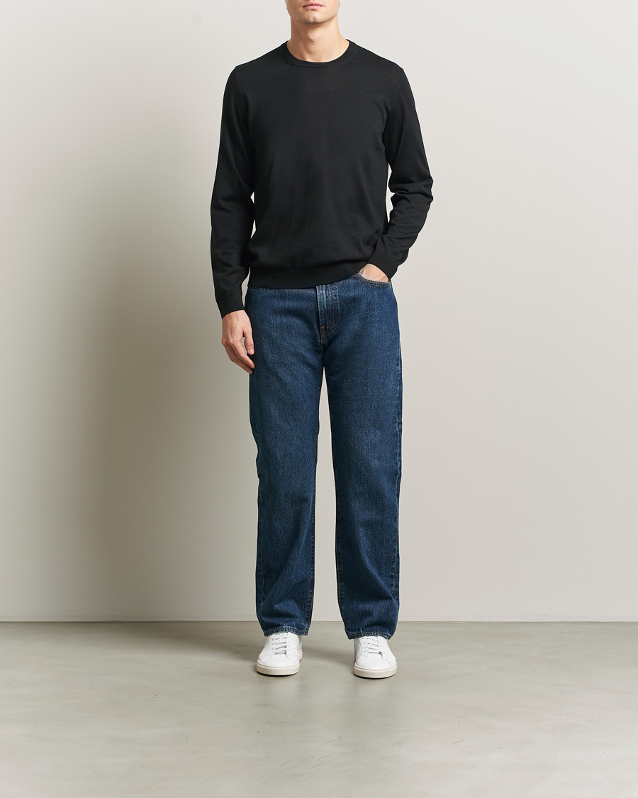 Herre | Gensere | BOSS BLACK | Leno Wool Crew Neck Pullover Black