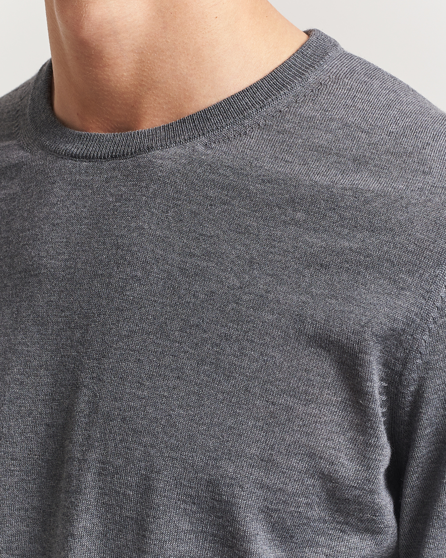 Herre | Gensere | BOSS BLACK | Leno Wool Crew Neck Pullover Medium Grey