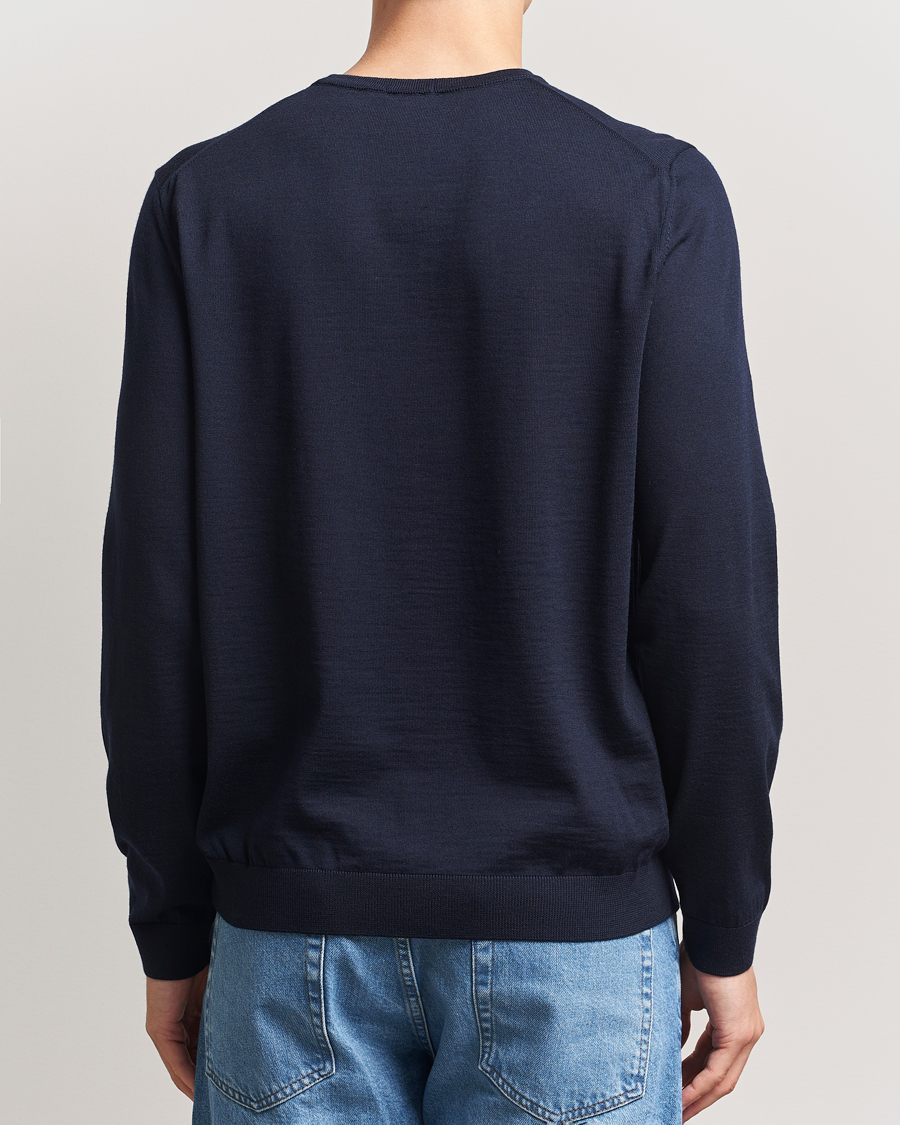 Herre | Gensere | BOSS BLACK | Leno Wool Crew Neck Pullover Dark Blue
