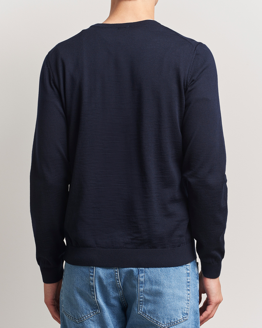Herre | Gensere | BOSS BLACK | Melba Wool V-Neck Pullover Dark Blue