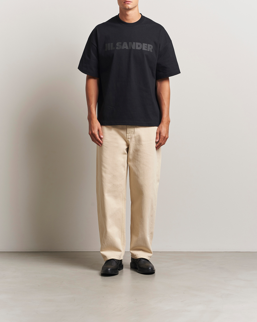 Herre | T-Shirts | Jil Sander | Round Collar Tonal Logo T-Shirt Black