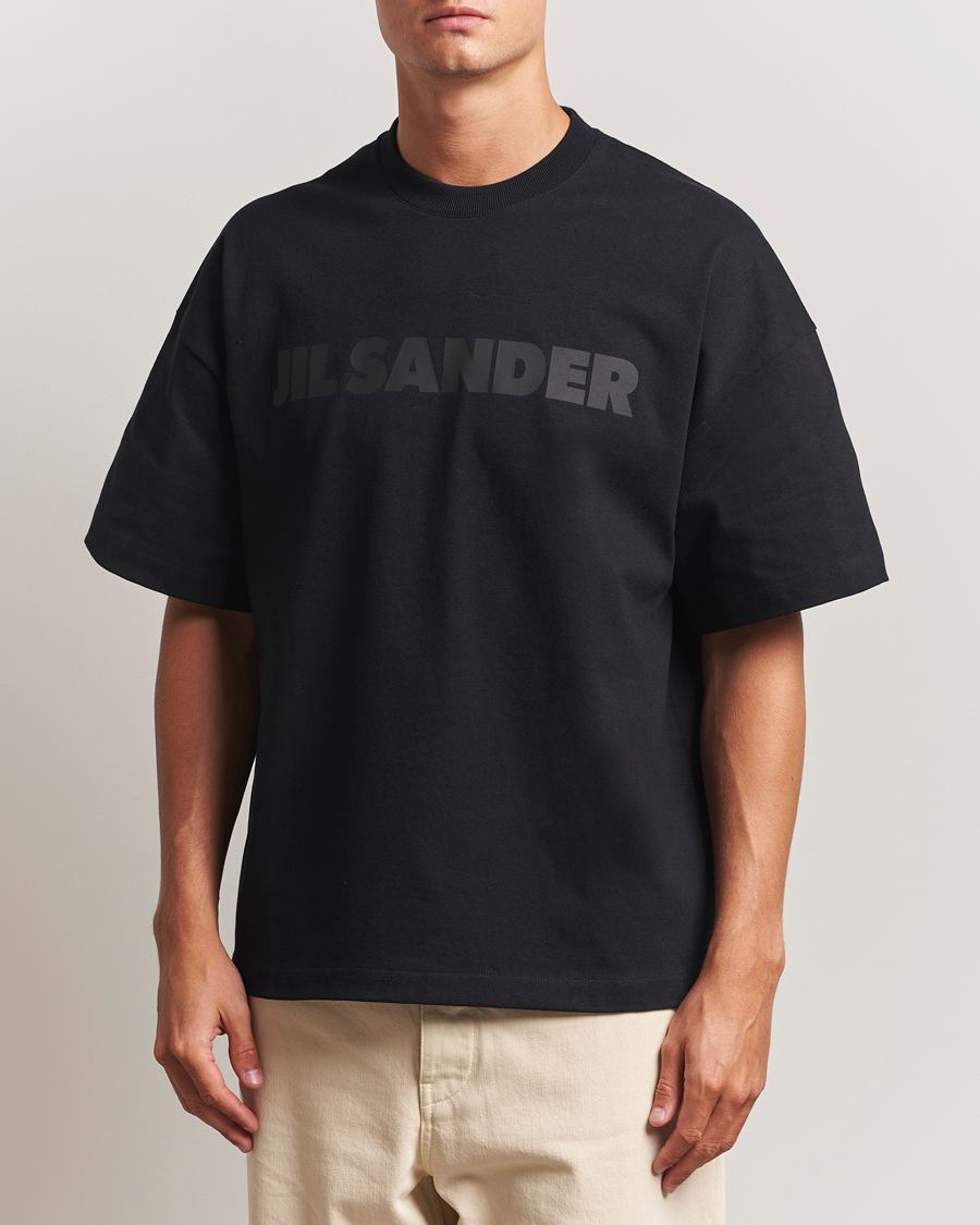Herre | T-Shirts | Jil Sander | Round Collar Tonal Logo T-Shirt Black