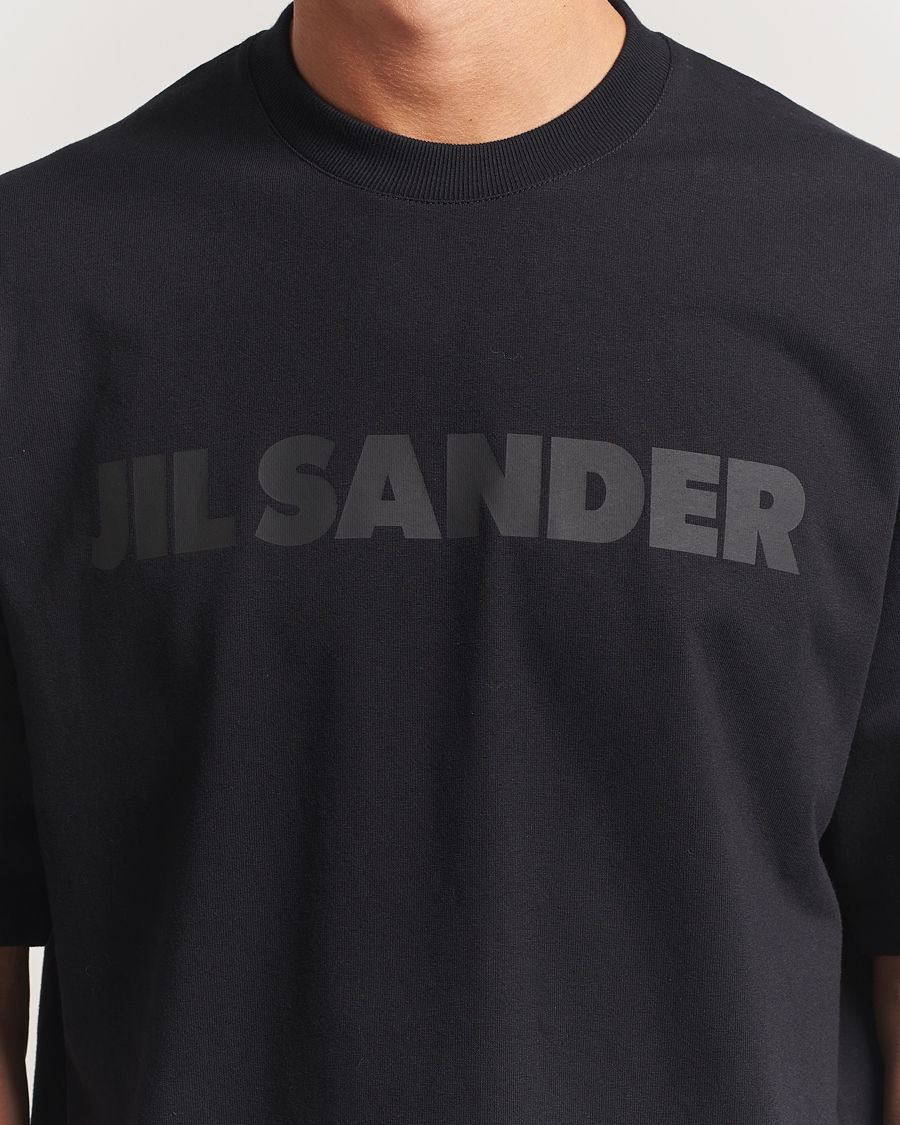 Herre | T-Shirts | Jil Sander | Round Collar Tonal Logo T-Shirt Black