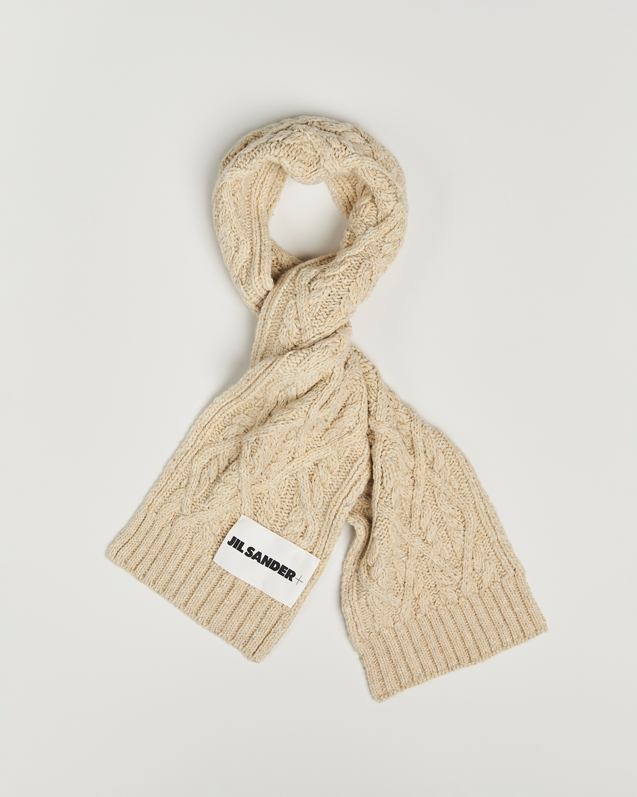 Herre | Skjerf | Jil Sander | Wool Donegal Cable Scarf Natural