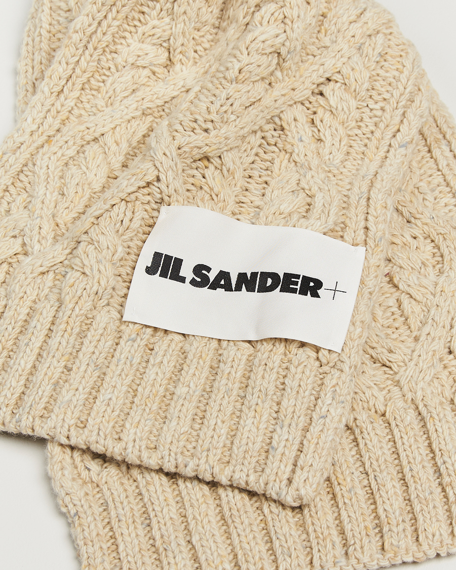 Herre | Jil Sander Wool Donegal Cable Scarf Natural | Jil Sander | Wool Donegal Cable Scarf Natural