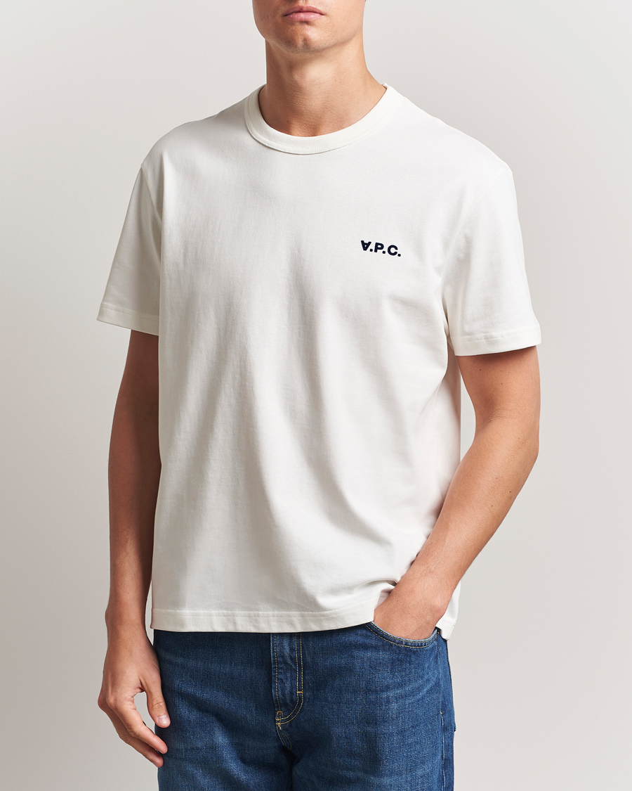 Herre | T-Shirts | A.P.C. | Boxy Fit Petit VPC T-Shirt White/Dark Navy