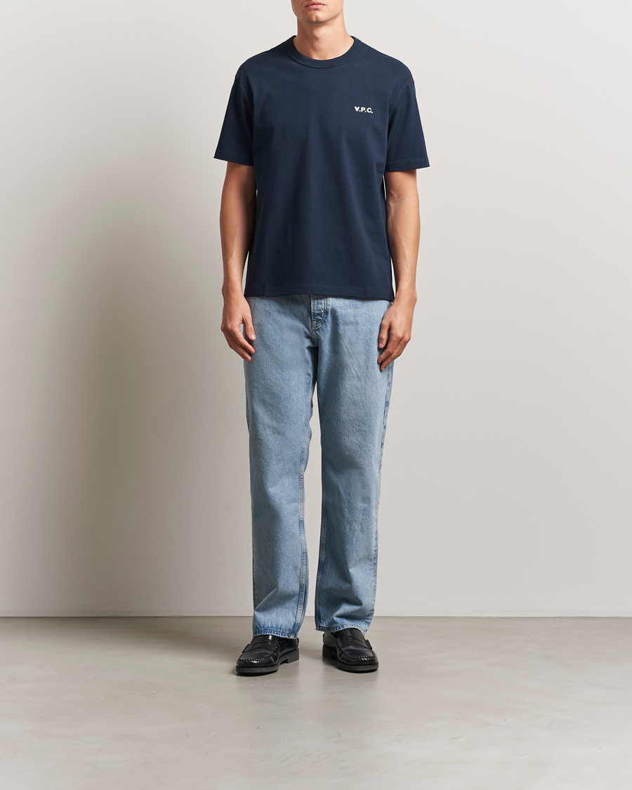 Herre | T-Shirts | A.P.C. | Boxy Fit Petit VPC T-Shirt Dark Navy/Ecru