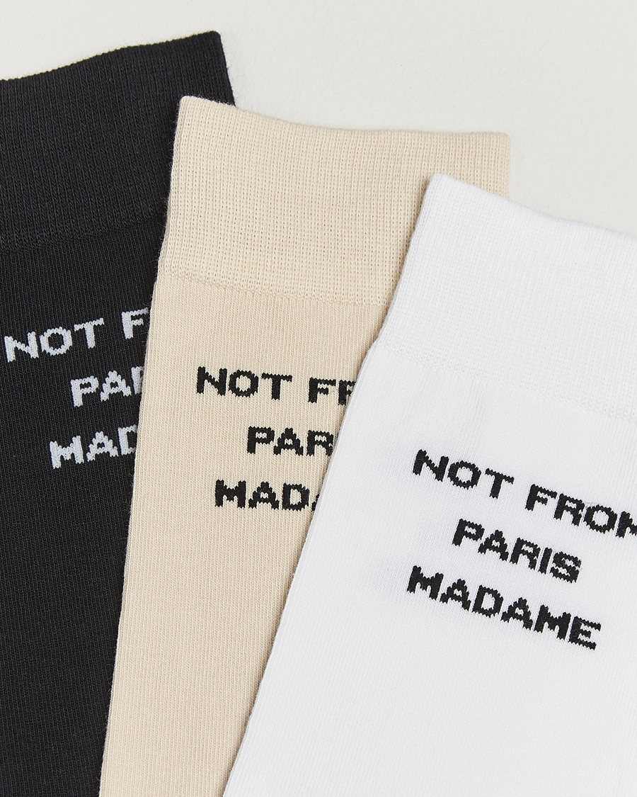 Herre | Undertøy | Drôle de Monsieur | 3-Pack Slogan Socks Black/White/Mastic