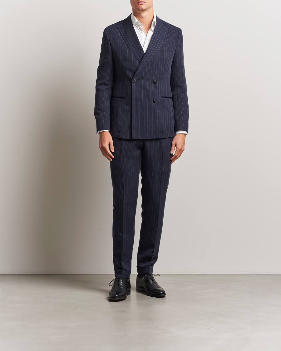 Herre | Dresser | BOSS BLACK | Huge Double Breasted Pinstriped Suit Dark Blue