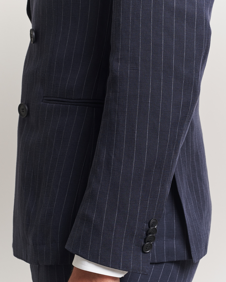 Herre | Dresser | BOSS BLACK | Huge Double Breasted Pinstriped Suit Dark Blue